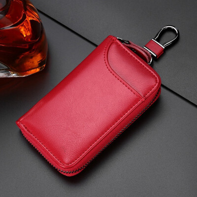 

Large-capacity zipper car key bag for mens waist hangs leather card bag for women multi-functional fashion key button