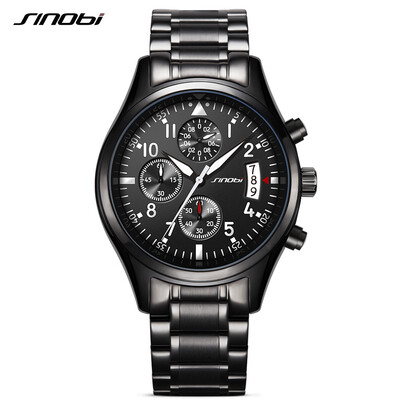 

SINOBI Fashion Casual Quartz Watch 3ATM Water-resistant Men Watches Luminous Wristwatch Male Relogio Musculino Timer Calendar