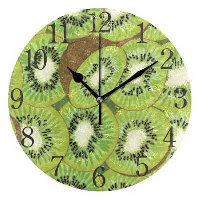 

Wall Clock Arabic Numerals Design Kiwi Fruit Round