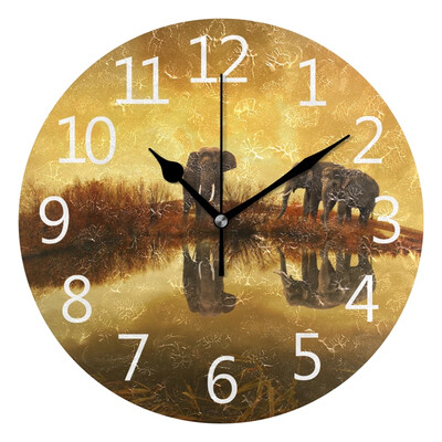 

Wall Clock Animal Elephant Round Wall Clock Arabic Numerals Design