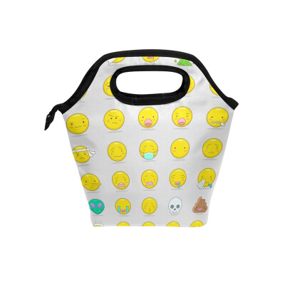 

Insulated Lunch Tote Bag Cute Expression Travel Picnic Lunch Handbags Portable Zipper Lunch Bag Box