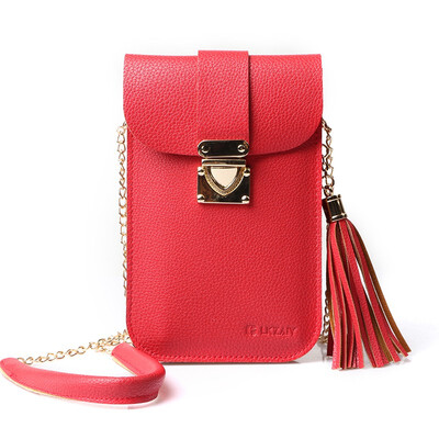 

Cell Phone Bag LKZAIY PU Leather Small Cross body Bag with Detachable Chain Shoulder Strap Clear Purse Wallet for Women