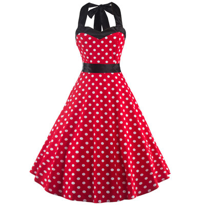 

Halter Open Back Polka Dot Cocktail Dress