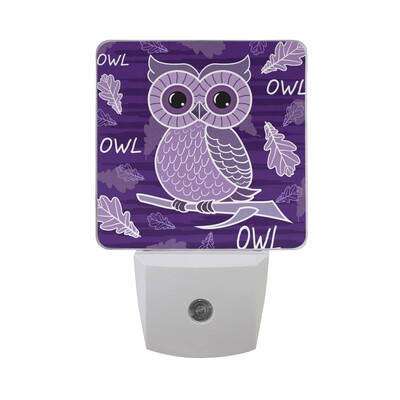 

ALAZA LED Night Light With Smart Dusk To Dawn SensorOwl Pink Cartoon Illustration Plug In Night Light