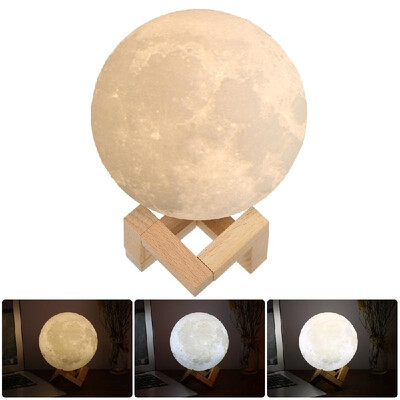 

9cm10cm12cm14cm15cm18cm Diameter PLA USB Rechargeable 3D Printing Moon Light 23-Colors Dimmable Touch Sensor Control Luna Ni