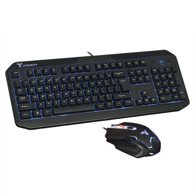 

Conson) CS6090L fire domain waterproof backlit cable game mouse and keyboard set colorful luminous game mouse and keyboard common black