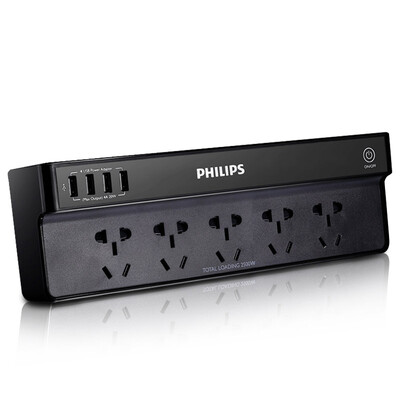 

Philips PHILIPS SPS7530H 93 5-hole 3 m 4A fast charge 4-port USB smart socket plug-in plug-in board terminal board touch switch for 1P air conditioning TV