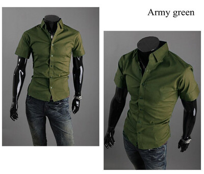 

New 2015 Summer British Shirt Mens Slim Fit Man Short Sleeve Shirts Mens Clothing Slim Casual shirts 17 Coloe 5 Size