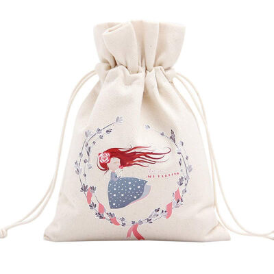 

UpperX Unique Design Large Christmas Gift Bag Home Party Decoration Vintage Drawstring Canvas Dinner Table Gift Bag Supplies 13