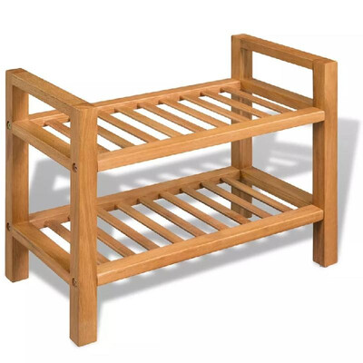 

Shoe Rack with 2 Shelves Solid Oak 495x27x40 cm