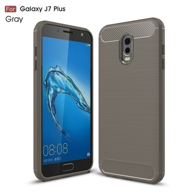 

Fivice Samsung Galaxy J7 plus case Luxury brushed carbon fiber TPU soft shell