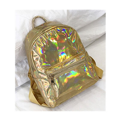 

Fashion Women Hologram Holographic PU Leather Laser Backpack School Bookbag Tote