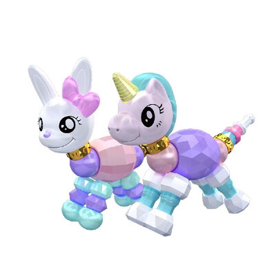 

2Pcs Twisted Animal Pets Puppy Sika Deer Collectible Bracelet Set for Kids Birthday Party Pretend Play