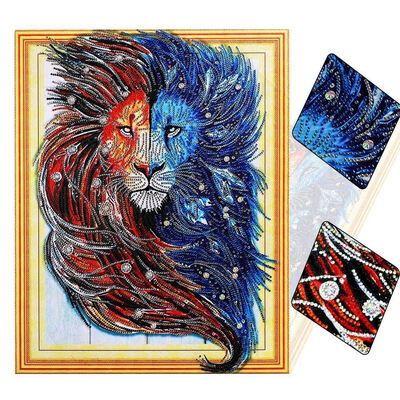 

UpperX Special Shaped Diamond Painting Lion Picture 5D DIY Diamond Mosaic Animal Home Decor 40x50cm