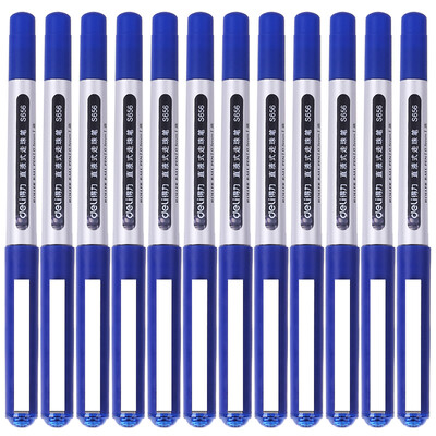 

Deli 05mm blue straight-type beads signature pen student test pen 12 pcs box S656