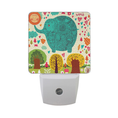 

ALAZA LED Night Light With Smart Dusk To Dawn SensorElephant Stylish Illustration Plug In Night Light