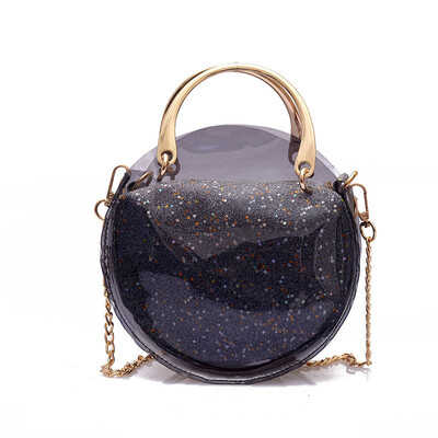 

Small bag woman new PVC laser round satchel tote chain bag with