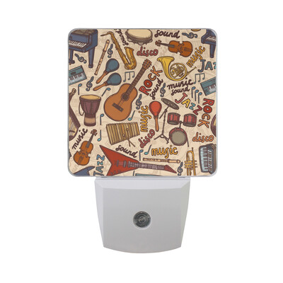 

ALAZA LED Night Light With Smart Dusk To Dawn SensorTropical Fruits Leaves Pattern Plug In Night Light