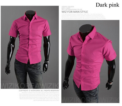 

New 2015 Summer British Shirt Mens Slim Fit Man Short Sleeve Shirts Men's Clothing Slim Casual shirts 17 Coloe 5 Size XXXL