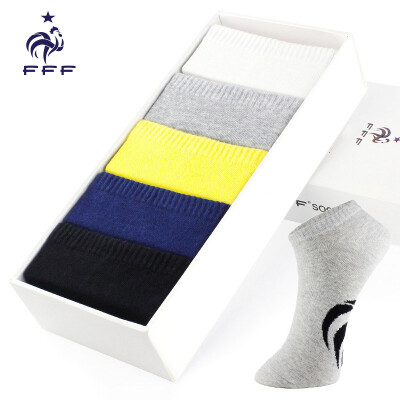 

FFF / French cock male boat socks male hygroscopic wicking short cotton socks pure color mix and match all 5 pairs of equipment (4001)