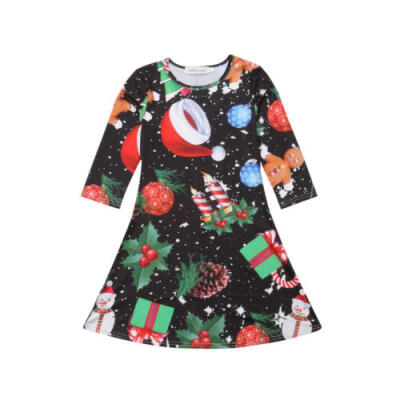 

CHILDREN GIRLS XMAS MOTHER & DAUGHTER CHRISTMAS FATHER SANTA SWING DRESS NEW