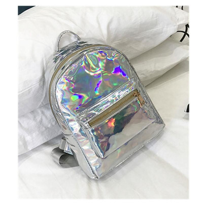 

Fashion Women Hologram Holographic PU Leather Laser Backpack School Bookbag Tote