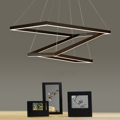 

Baycheer HL487480 Triple Ring Chandelier Dark Brown 120W Brushed Aluminum SquareRectangular LED Chandelier