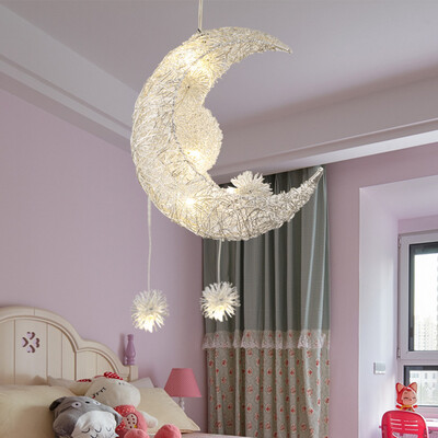 

JUEJA Aluminum Wire LED Pendant Light Lamp Home Lights Moon Star Shape for Bedroom