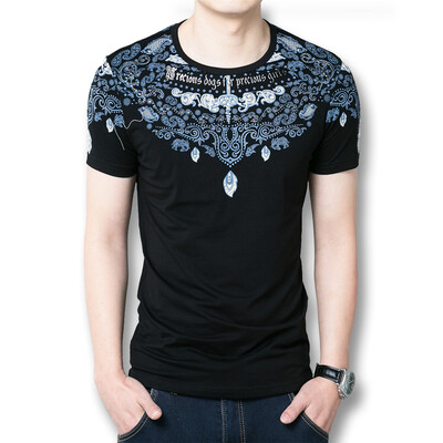 

Men Fashion T Shirts 2016 Short Sleeves T Men Shirts Chinese National Printed Men T Shirts Black White Men Casual T Shirts