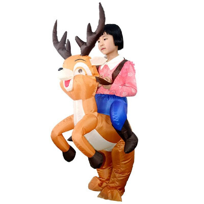 

Kids Christmas Reindeer Inflatable Costume Suit Blow Up Inflatable Fancy Dress Jumpsuit for Dress Up Party Stage Performance