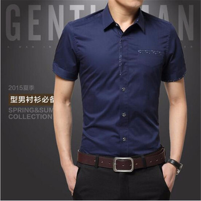 

2017 Summer New Mens Shirt Brand Luxury Men Cotton Short Sleeves Dress Shirt Turn-down Collar Cardigan Shirt Men Clothes