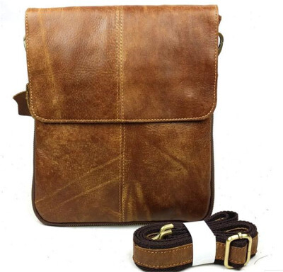 

Baigio Mens Retro Brown Cowihde Leather Casual satchel crossbody Shoulder Bag