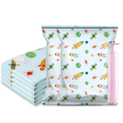 

Storage master YOUNG series blue boy vacuum compression bag storage bag 9 sets thick PA material large cotton quilt clothing pumping vacuum finishing packing bag