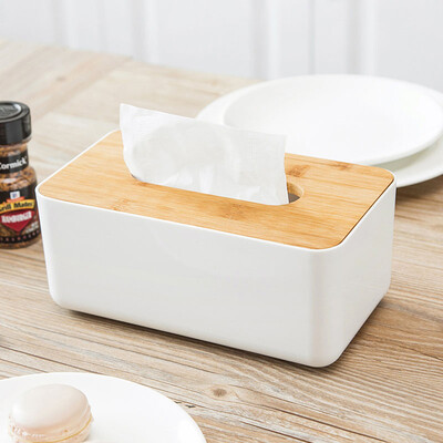 

Bingyou tissue box oak paper towel pumping wooden paper box napkin storage box square three grid 22199cm
