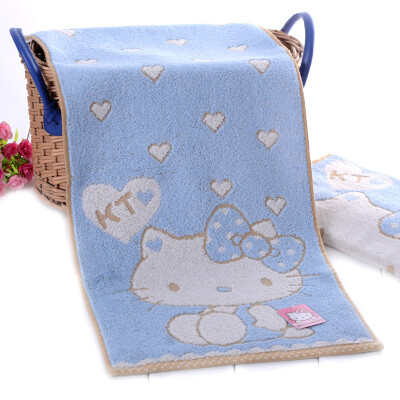 

Yaguang towel textile Hello Kitty Hello Kitty Love Strawberry cotton cartoon printing velvet towel blue 92g Article 34 76cm