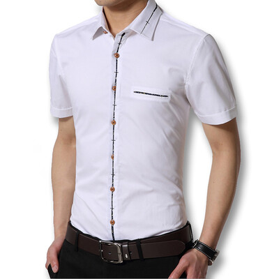

Men Fashion Designers Shirts Casual Men Short Sleeve Shirts Cotton Slim Fits Plus Size  Spring Summer Men Shirts Hot Sale