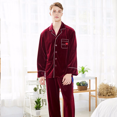 

New long-sleeved trousers for men in autumn&winter mens golden velvet pajamas set in autumn&winter