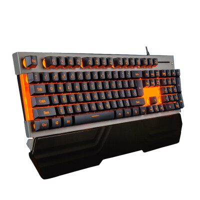 

Gaming Keyboard- Ergonomic Design Wired Orange backlit Keyboard with big Wrist Rest Multimedia keys for office&Gaming