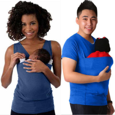 

Women&Men T-shirt Mother Father Kangaroo Vest Parenting Child Tops Baby Carrier