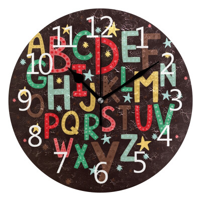 

Wall Clock Arabic Numerals Design Alphabet Pattern Round