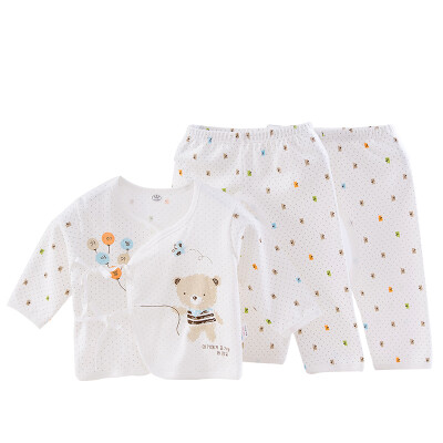 

Antarctic people (Nanjiren) N663T81793 Sleeve clothing baby underwear cotton wool lace three-piece set Korea bear khaki 52