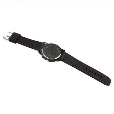 

US Fashion Mens Black Leather Stainless Steel Military Sport Quartz Wrist Watch