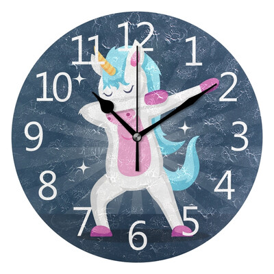 

Wall Clock Dancing Magic Unicorn Round Wall Clock Arabic Numerals Design