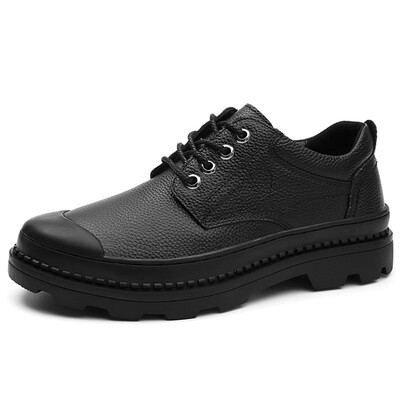 

Fashion mens big sneakers First layer of leather Round head retro business casual dad shoes new mens shoes platform shoes