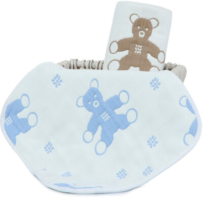 

【Jingdong Supermarket】 Sanli cotton high-density gauze baby saliva towel 2 fitted with a class of safety standards handkerchief wipes towel with lanyard square 26 × 26cm cartoon bear