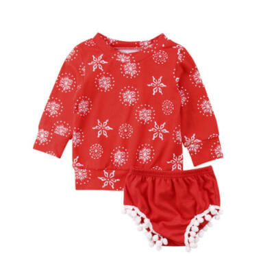 

Finelook Xmas Newborn Baby Kids Girls Long Sleeve Cotton Top Short Outfit Set