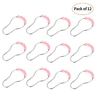 

Shower Curtain Rings Stainless Steel Hooks with Easy Glide Roller Balls Durable&Polished Set of 12 Deep Purple