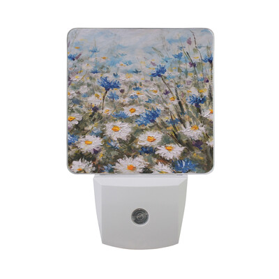 

ALAZA LED Night Light With Smart Dusk To Dawn SensorOil Painting Boats The Harbor Plug In Night Light