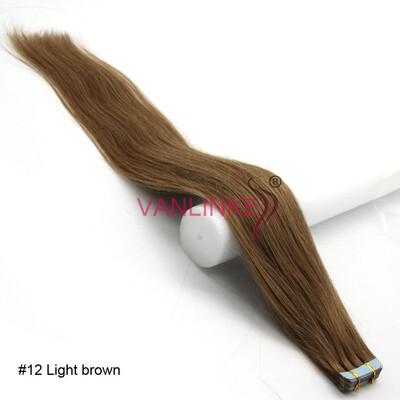 

PU Seamless Adhesive Skin Tape In Weft Womens Real Human Hair Extensions Straight 20pcsset
