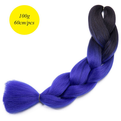 

60CM Hair Braid Braiding Hair Extension Two Ombre Synthetic Crochet One Piece 100g Heat-Resistant